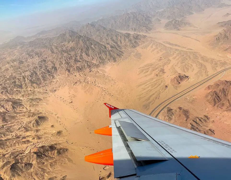 EasyJet flight landing in Sharm el Sheikh, Egypt