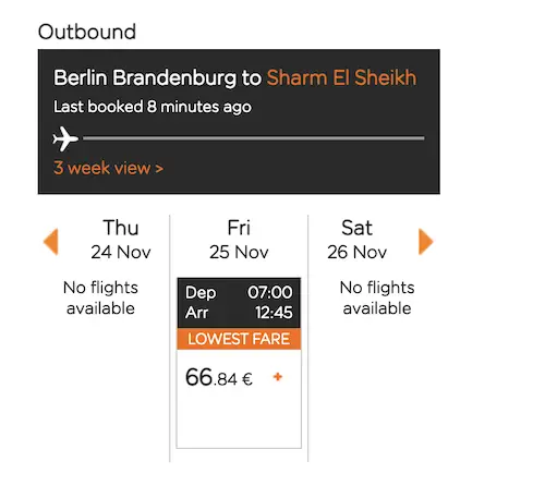 Berlin to Sharm El Sheikh flight with easyJet