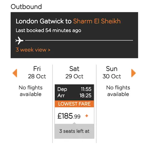 London to Sharm el Sheikh flight with easyJet