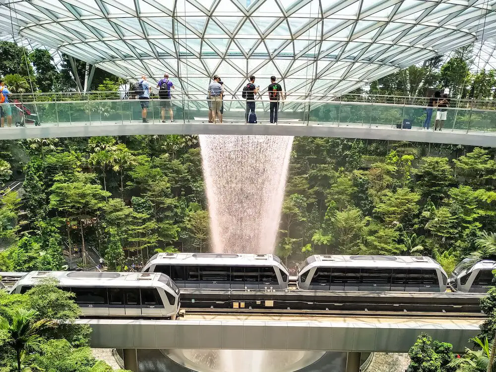 Rain Vortex Waterfall in Changi Airport, Singapore