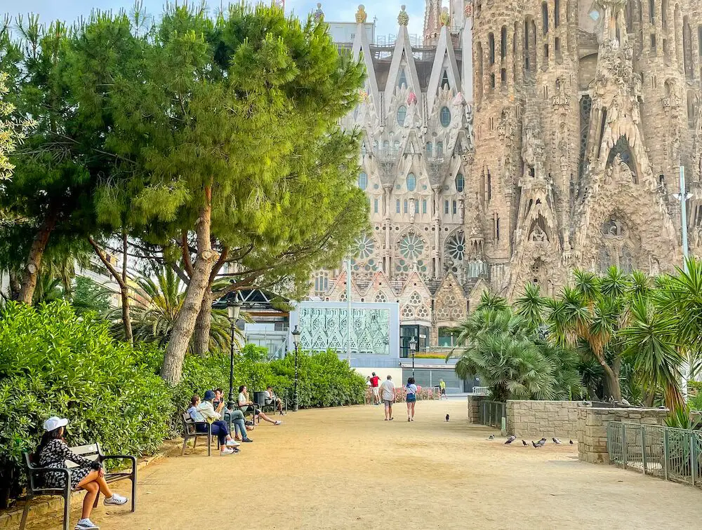 A park with a view of La Sagrada Familia, Barcelona