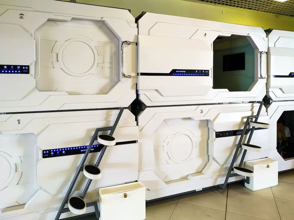 Capsule hotel at an airport