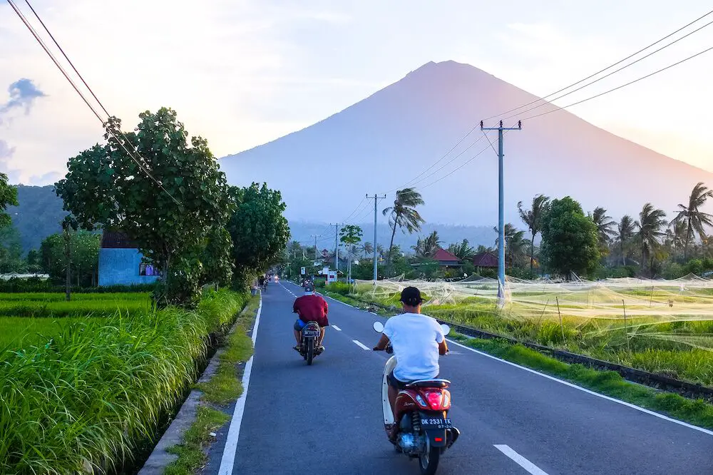 Riding a scooter in Bali