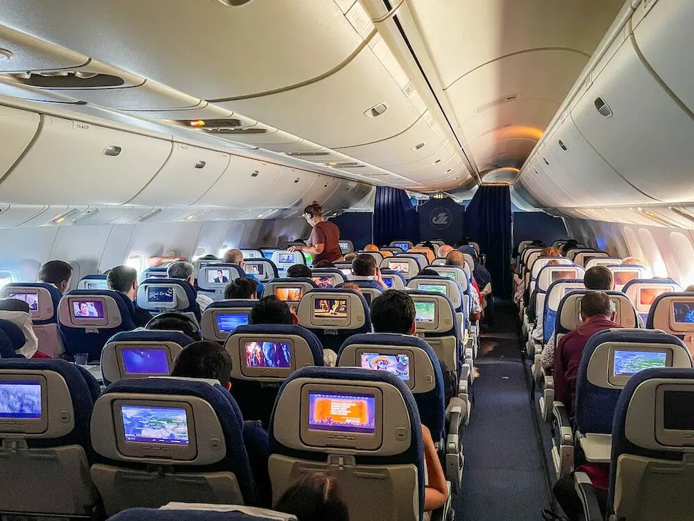 Inside an airplane