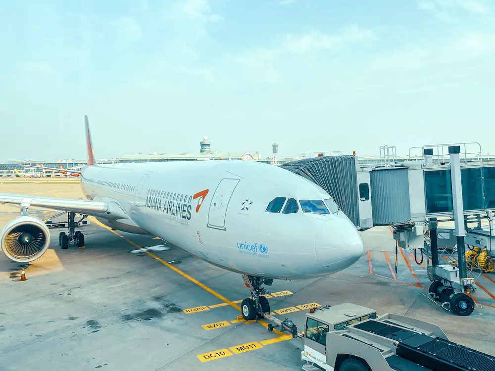 Asiana Airlines plane at Incheon Airport in South Korea