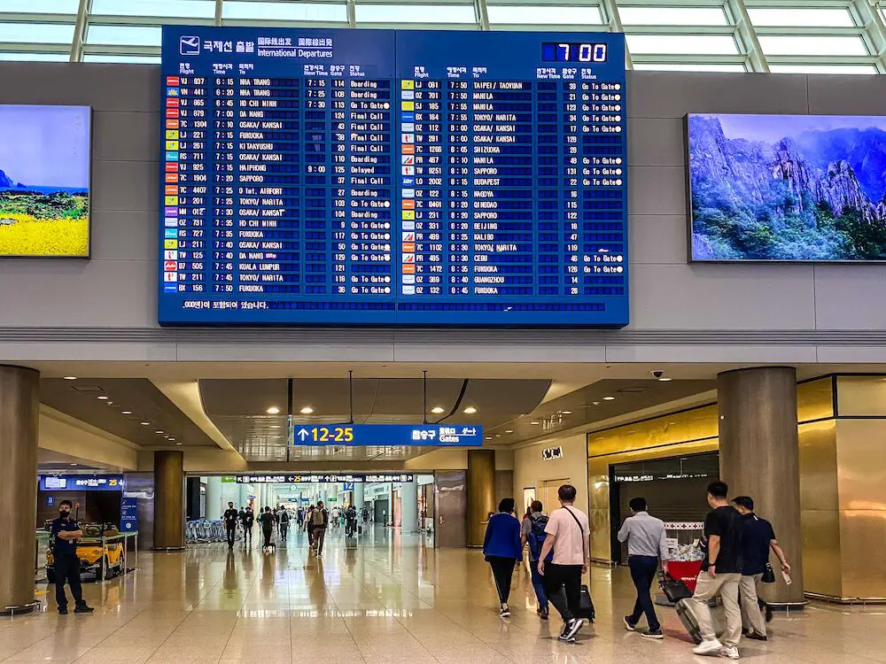 Flights Departures Board Incheon Airport